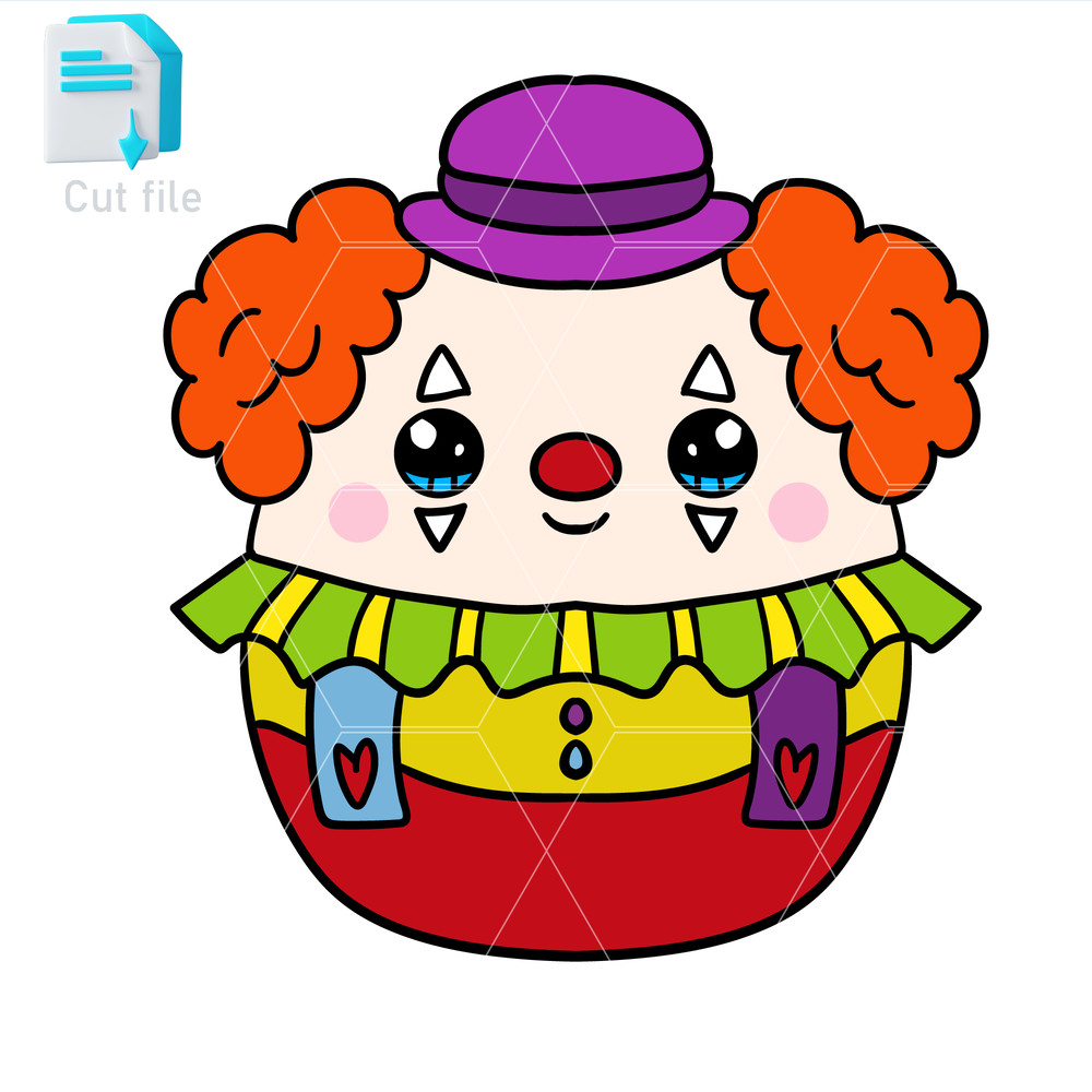 Editable SVGInkPngCut FileCute Clown Vector Illustration Character 0