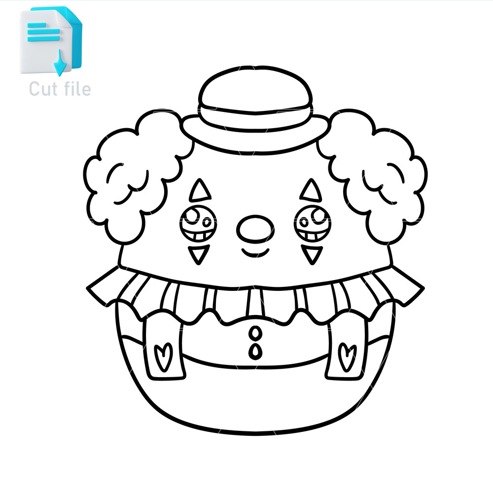 Editable SVGInkPngCut FileCute Clown Vector Illustration Character 1