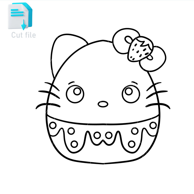Editable SVGInkPngCut FileHello Kitty Ice Cream Vector Illustration Character 1