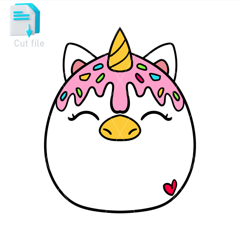 Editable SVGInkPngCut FileIce Cream Unicorn Vector Character Easy To Edit 0