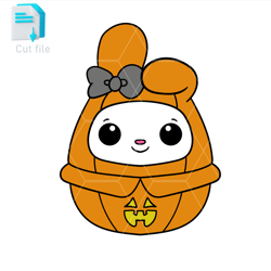 editable svg,ink,png,cut file,my melody pumpkin squishmallows halloween vector character easy to edit