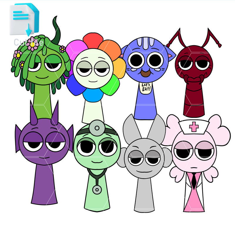 Bundle Sprunki Increedibox CutterDandyPurpleArioBurgundy BettyDr Mint And Beep SVG PNG INK Instant 0