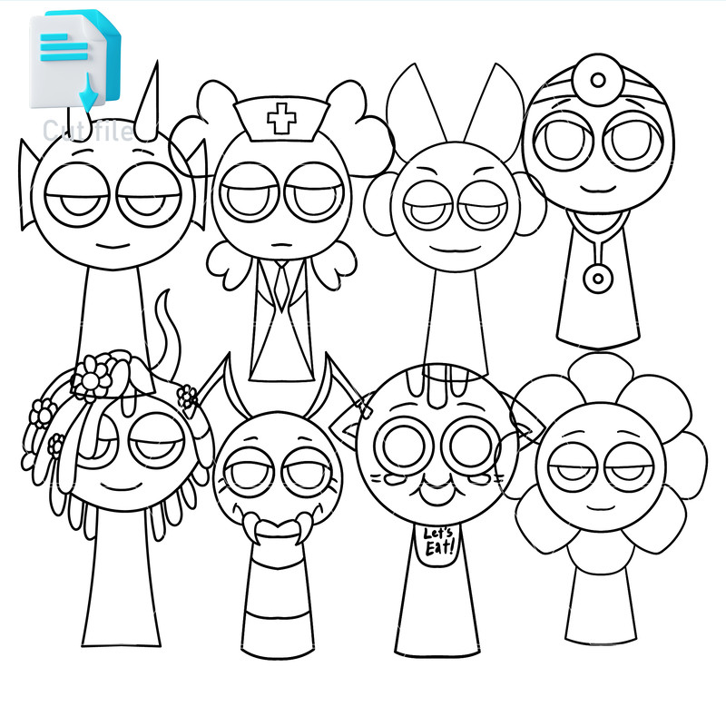 Bundle Sprunki Increedibox CutterDandyPurpleArioBurgundy BettyDr Mint And Beep SVG PNG INK Instant 1