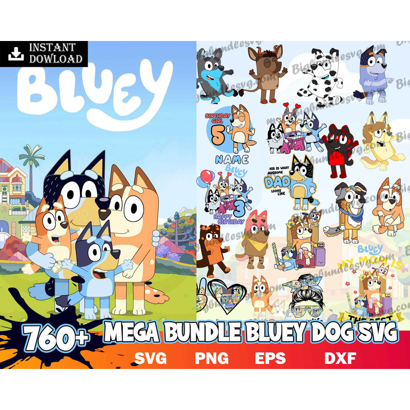 Bluey Bundle Svg, Cartoon Svg, Bluey Svg, Bluey Dad Svg Instant Download High Quality