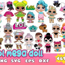 lol doll bundle svg, baby dolls svg, lol surprise svg, lol queen svg, png dxf eps file