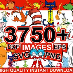 mega dr seuss bundle layered svg, bundle png, pdf, svg, dxf, cricut, cut files, layered digital vector file