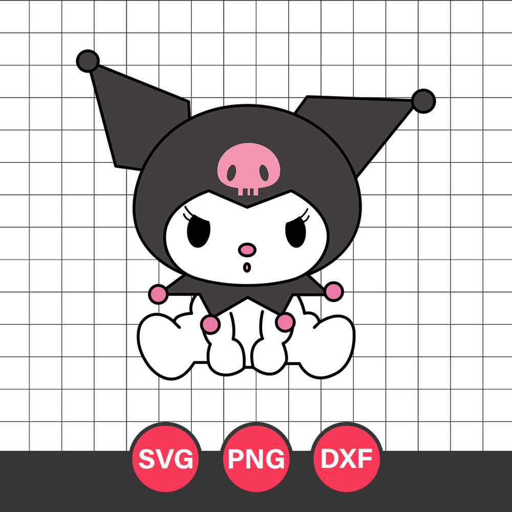 Kuromi Svg, Hello Kitty Svg, Kawaii Kitty Cat Svg, Svg, Cartoon Svg, Png Dxf Eps, HK18052303
