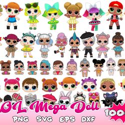 mega bundle lol doll svg, lol doll svg, baby dolls svg, png dxf eps digital file