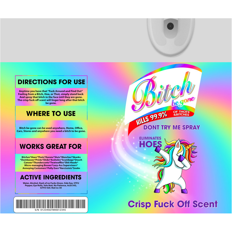 Bitch Be Gone Unicorn Tumbler Png, Bitch Be Gone 20oz Skinny Tumbler Template Png, Sublimation Warp