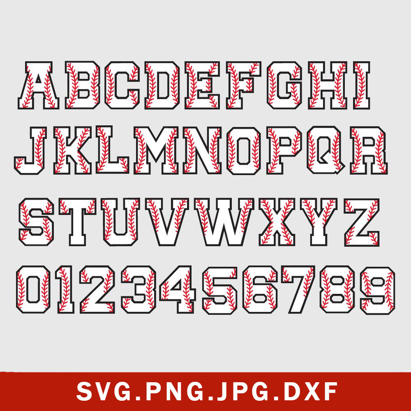 Baseball Letters And Number Svg, Baseball Font Svg, Sport Letters Svg, Png Dxf Eps File