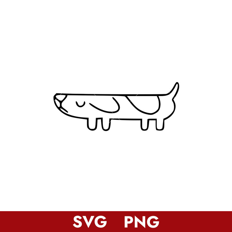 Long Dog Outline Svg, Bluey Svg, Cartoon Svg, Png Digital File