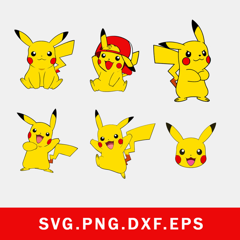 Pikachu Bundle Svg, Pikachu Svg, Pokemon Svg, Png Dxf Eps File