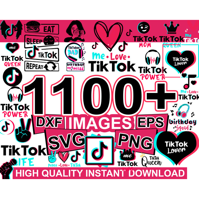 Tiktok Bundle, Tiktok Svg, Tiktok Logo Svg, Tiktoker Svg, Tik Tok Svg, Peace Love Tiktok, Tiktok Princess Svg