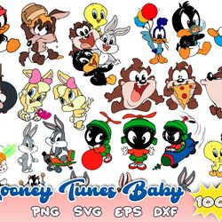 looney tunes baby bundle svg, looney tunes svg, baby looney svg, png dxf eps file