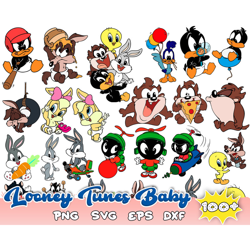 Looney Tunes Baby Bundle Svg, Looney Tunes Svg, Baby Looney Svg, Png Dxf Eps File