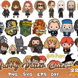 bundle harry potter svg, harry potter cute svg, harry potter chibi svg, png dxf eps file
