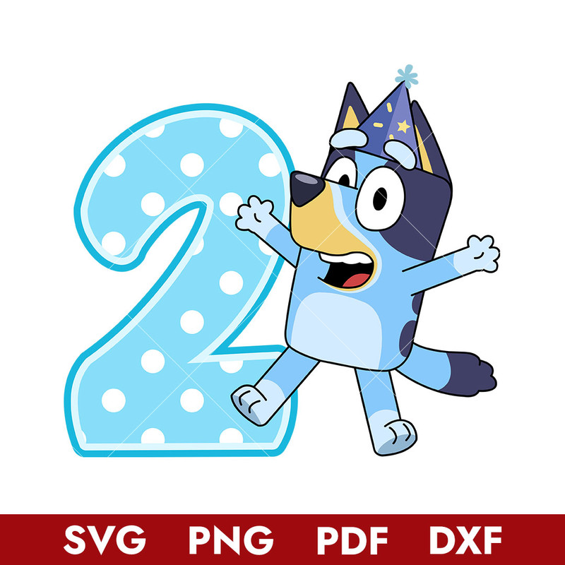Bluey 2nd Birthday Svg, Bluey Birthday Svg, Bluey Svg, Cartoon Svg, Png Dxf Pdf Filer