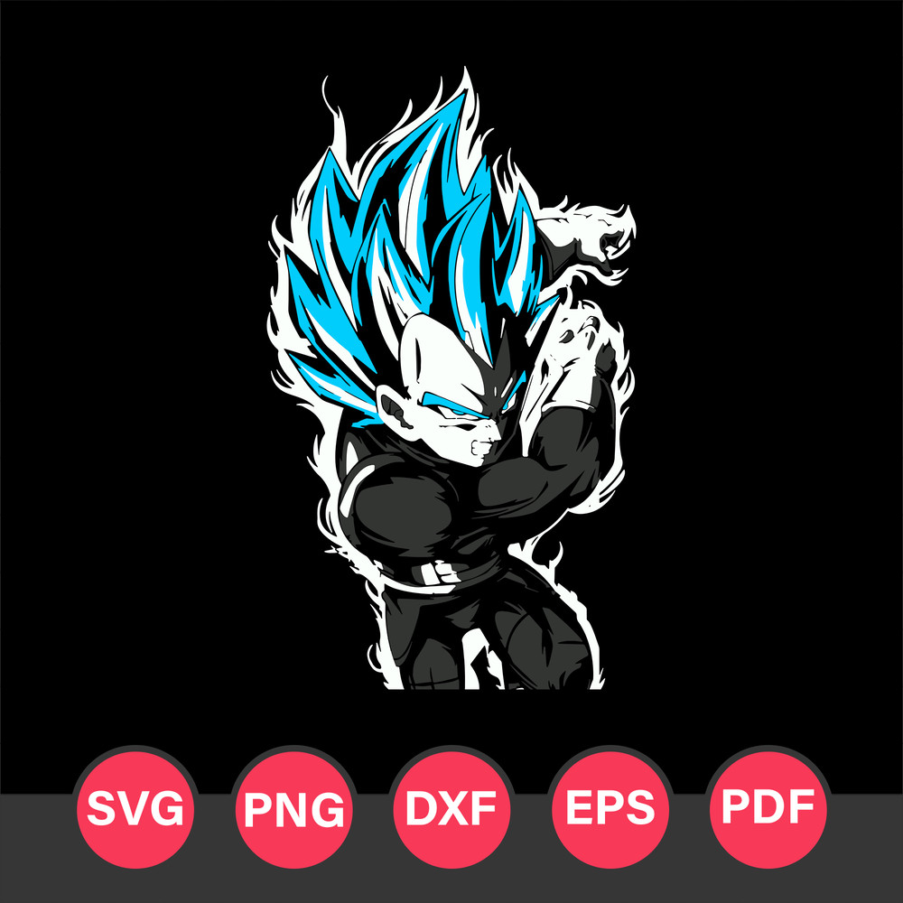 Vegeta Blue Svg, Super Saiyan Svg, Dragon Ball Z Svg, Dragon Ball Super Svg, Anime Svg, Png Dxf Eps Pdf File