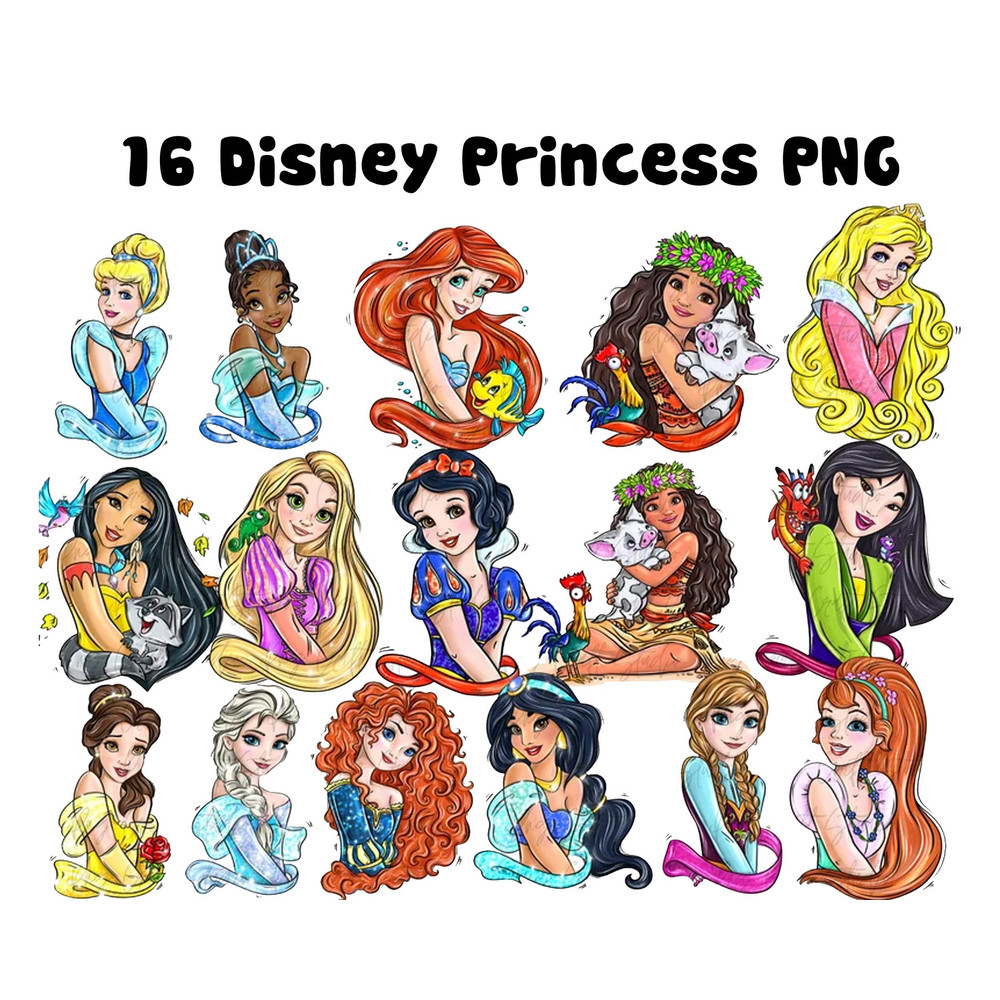 16 Disney Pricess Bundle Png, Disney Pricess Png, Pricess Png, Disney Png Digital Download File