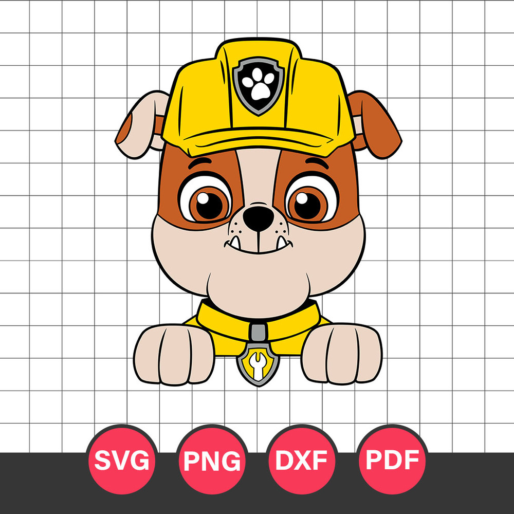 Rubble Head Svg, Rubble Paw Patrol Dog Svg, Paw Patrol Svg, Cartoon Svg, Png Dxf Eps Digital File