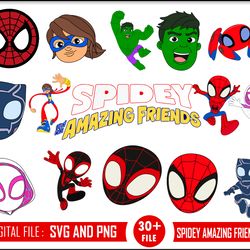 spidey and friends, spidey, digital download, svg, png, design, clipart, cricut, silhouette, instant download