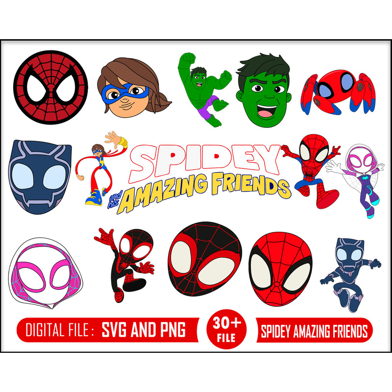 Spidey and Friends, Spidey, Digital download, SVG, PNG, Design, Clipart, Cricut, Silhouette, Instant Download