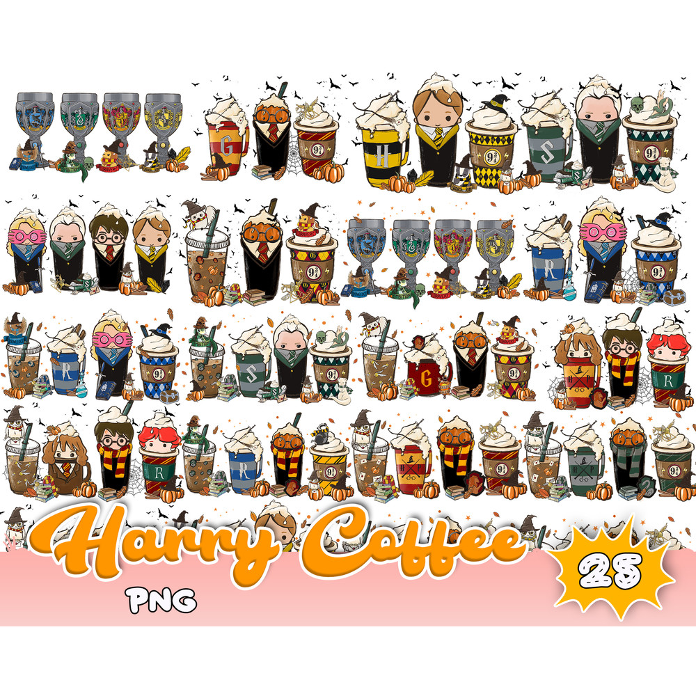 Harry Potter Coffee Bundle Png, Harry Potter Png, Halloween Coffee Bundle Png, Instant Dowl