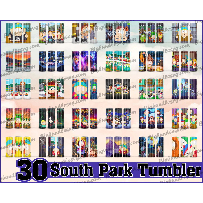 South Park Tumbler Bundle Png, South Park 20 oz Skinny Tumbler Png, South Park Tumler Wrap Png, Tumbler Sublimation