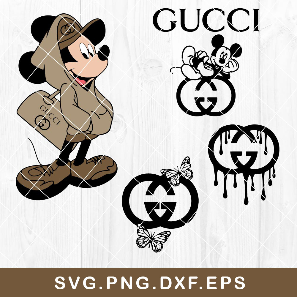 Mickey Gucci Bundle Svg, Guccie Logo, Mickey Brand Svg, Png Dxf Eps File