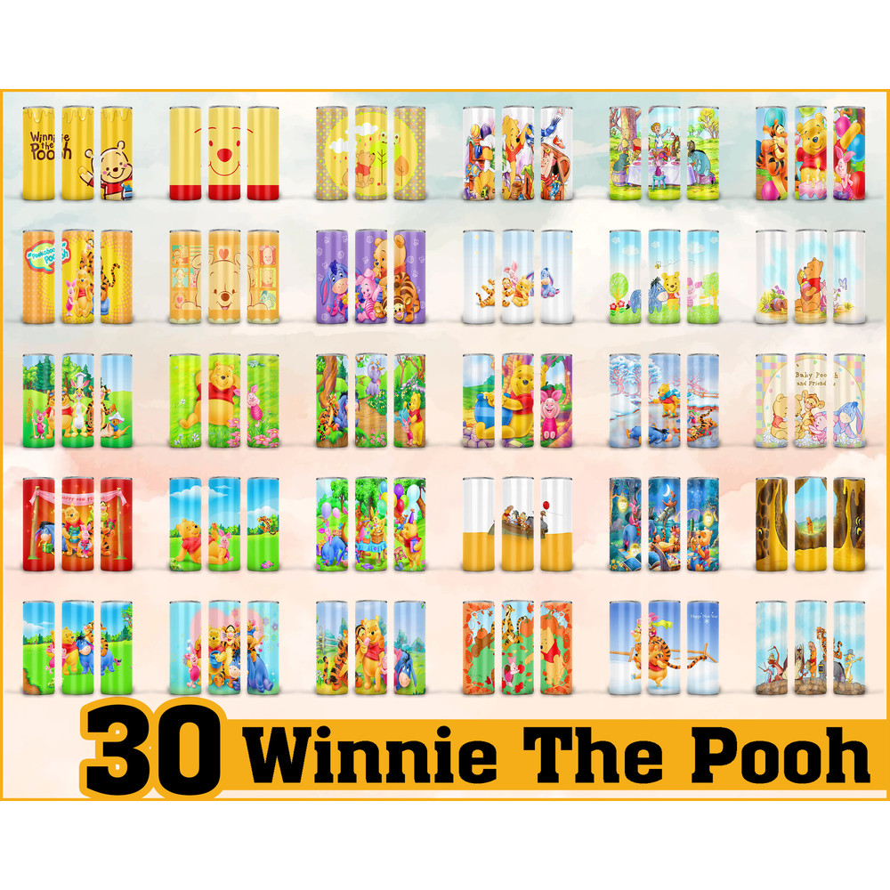 Winnie the Pooh Tumbler Bundle Png, Winnie the Pooh Sublimation Tumbler Png, Winnie the Pooh 20 oz Skinny Tumbler Png