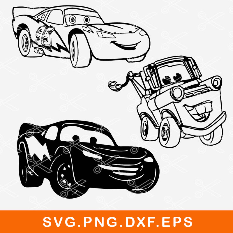 Lightning McQueen Bundle Svg, Lightning McQueen Svg, Ka Chow, Cars Svg, Png Dxf Eps File