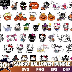 hello kitty halloween bundle svg, sanrio halloween svg, kawaii kitty halloween svg, kitty halloween svg png dxf eps file