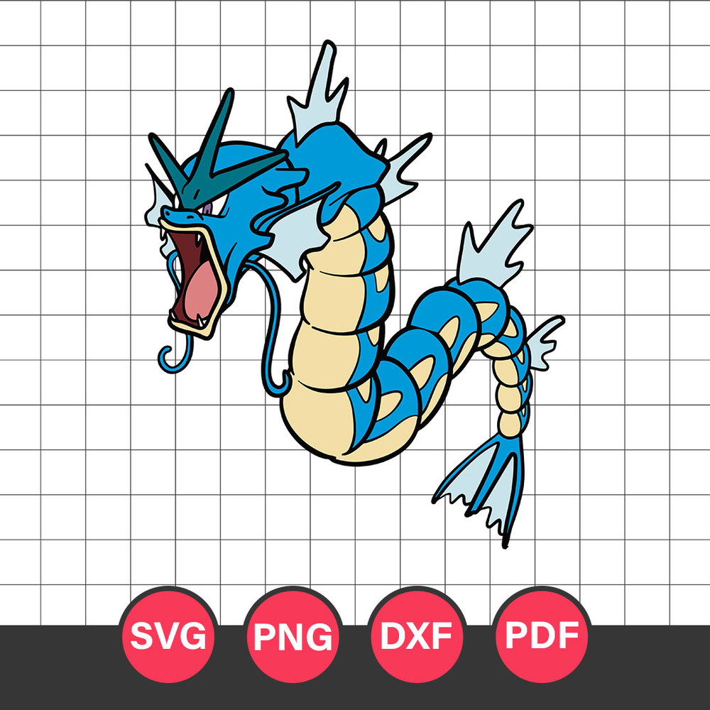 Gyarados Svg, Pokemon Characters Svg, Pokemon Svg, Anime Svg, Png Dxf Eps Digital File