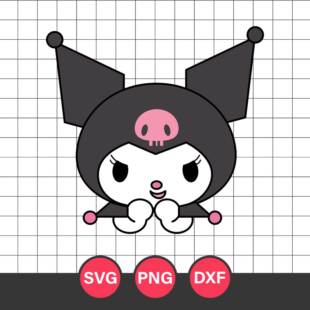 Kuromi Svg, Hello Kitty Svg, Kawaii Kitty Cat Svg, Svg, Cartoon Svg, Png Dxf Eps, HK18052304