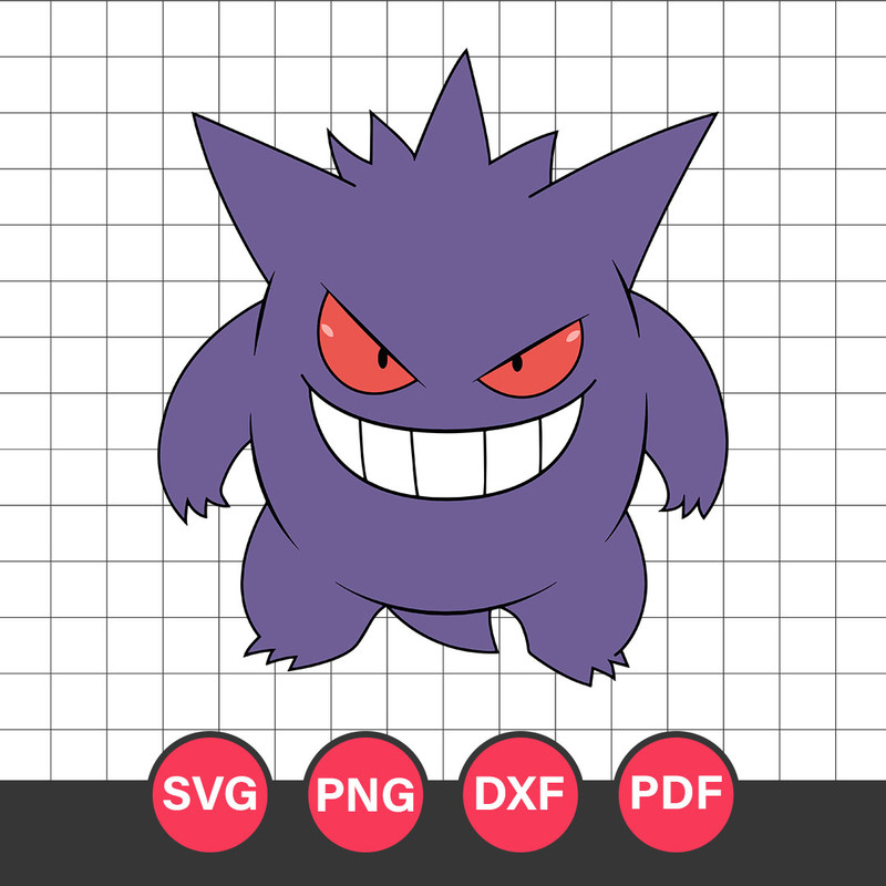 Gengar Svg, Pokemon Characters Svg, Pokemon Svg, Anime Svg, Png Dxf Eps Digital File