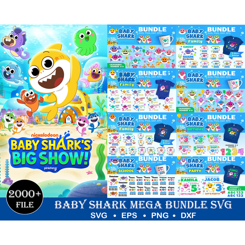 Baby shark bundle  svg, Layered SVG, cricut, cut files, layered digital vector file