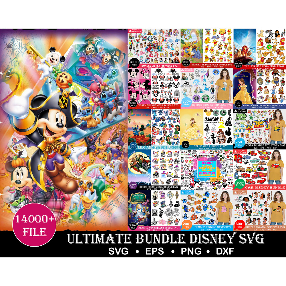 ultimate disney bundle svg, fun disney bundle, disney svg bundle, big bundle svg and for cricut files, clipart svg