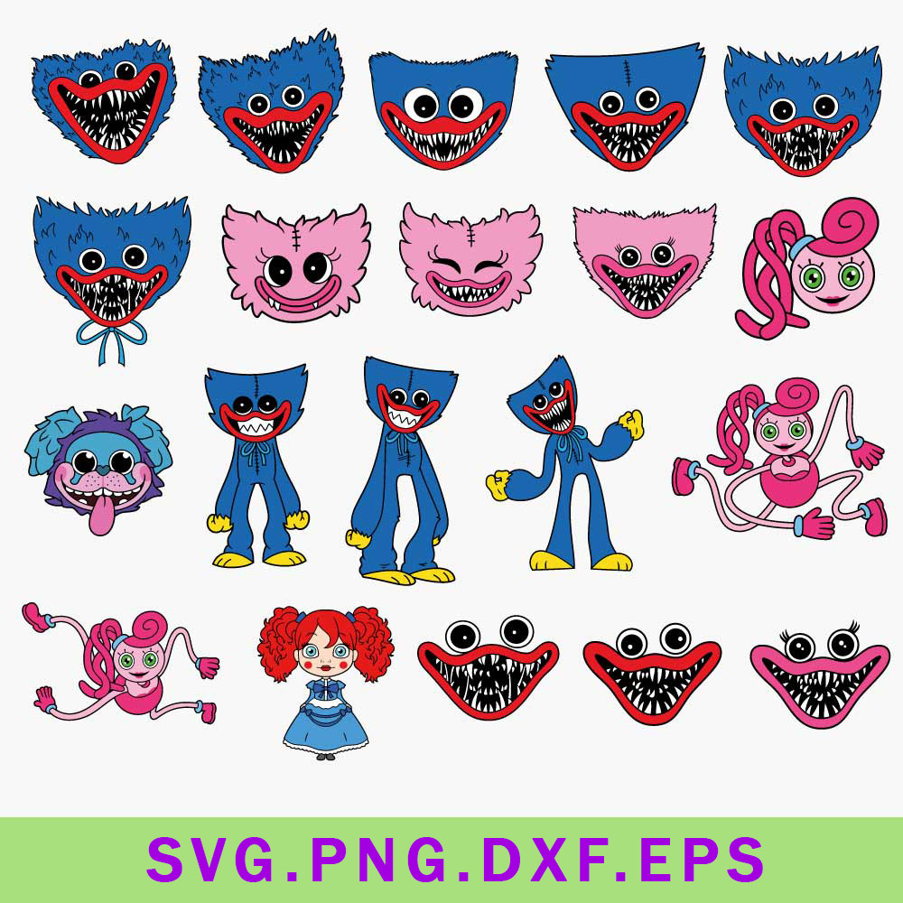 Huggy Wuggy Bundle Svg, Huggy Wuggy Svg, Poppy Playtime Svg, Kissy Missy Svg, Png Dxf Eps File
