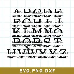slit monogram letters svg, split monogram alphabet svg, png dxf file