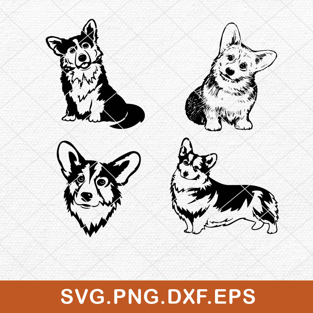 Corgi Svg, Cute Dog Corigi Svg, Corigi Face Svg, Dog Svg, Png Dxf Eps File