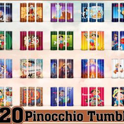 pinocchio tumbler bundle png, pinocchio 20 oz skinny tumbler png, pinocchio tumler wrap png, tumbler design