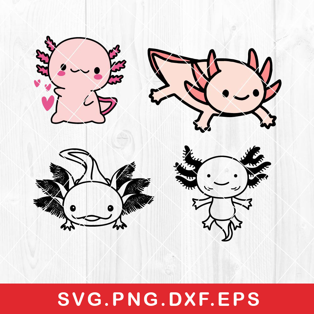 Axolotl Bundle Svg, Axolotl Svg, Cute Axolotl Svg, Png Dxf Eps Digital File