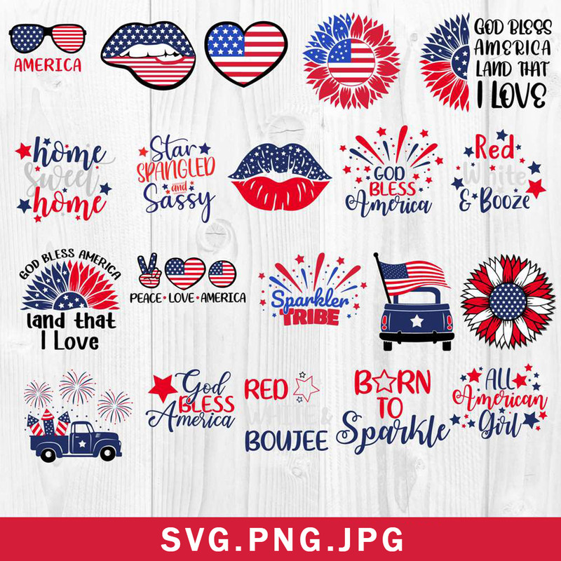 Bundle 4th of July Svg, July 4th Svg, Fourth of July Svg, America Svg, Png Jpg Digital File