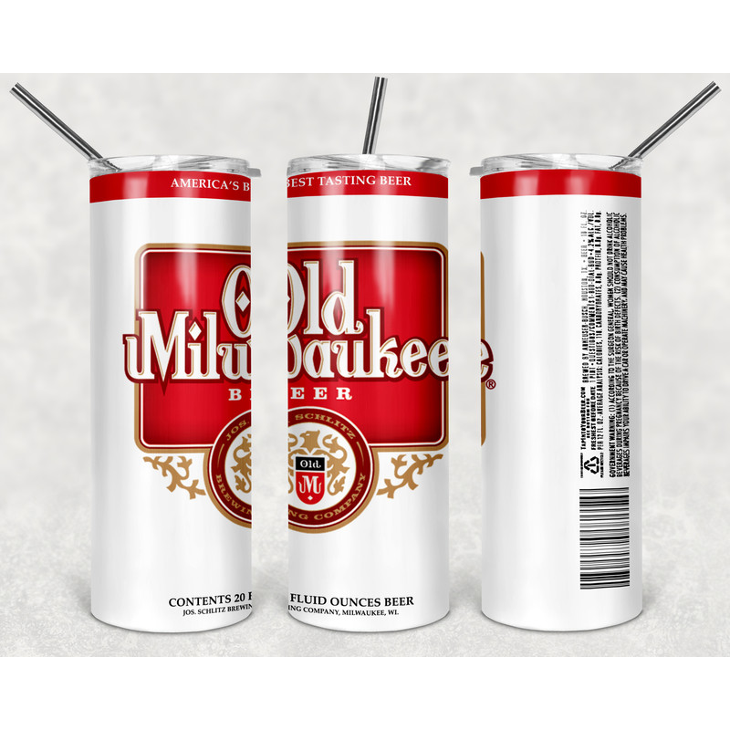 Old Milwaukee Beer Tumbler Png, Old Milwaukee Beer 20oz Skinny Sublimation Designs Png, Drinks Tumbler Png