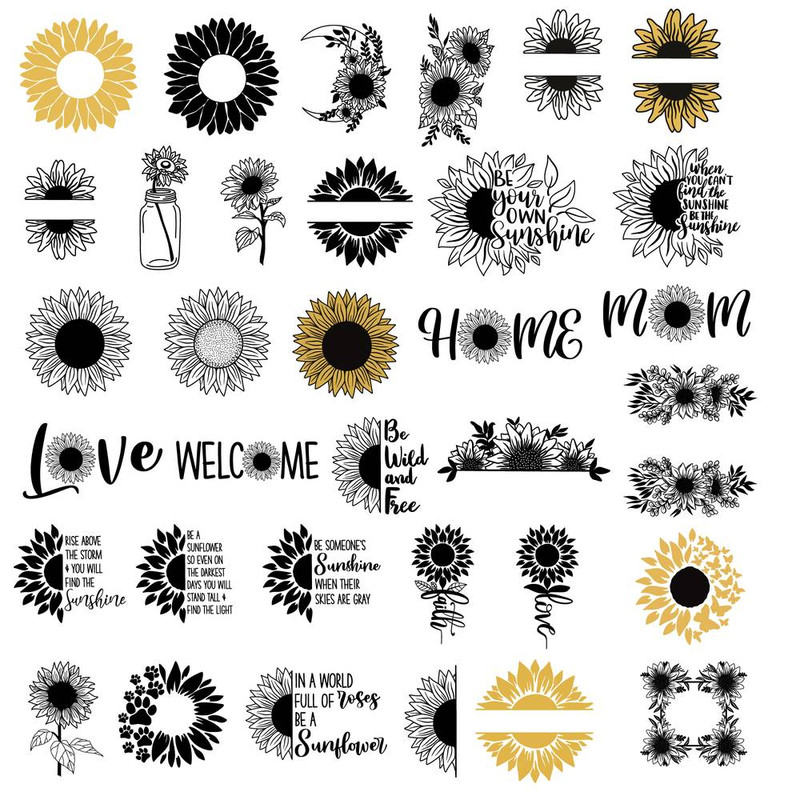 Sunflower Bundle Svg, Sunflower Svg, Flower Svg, Png Dxf Eps File