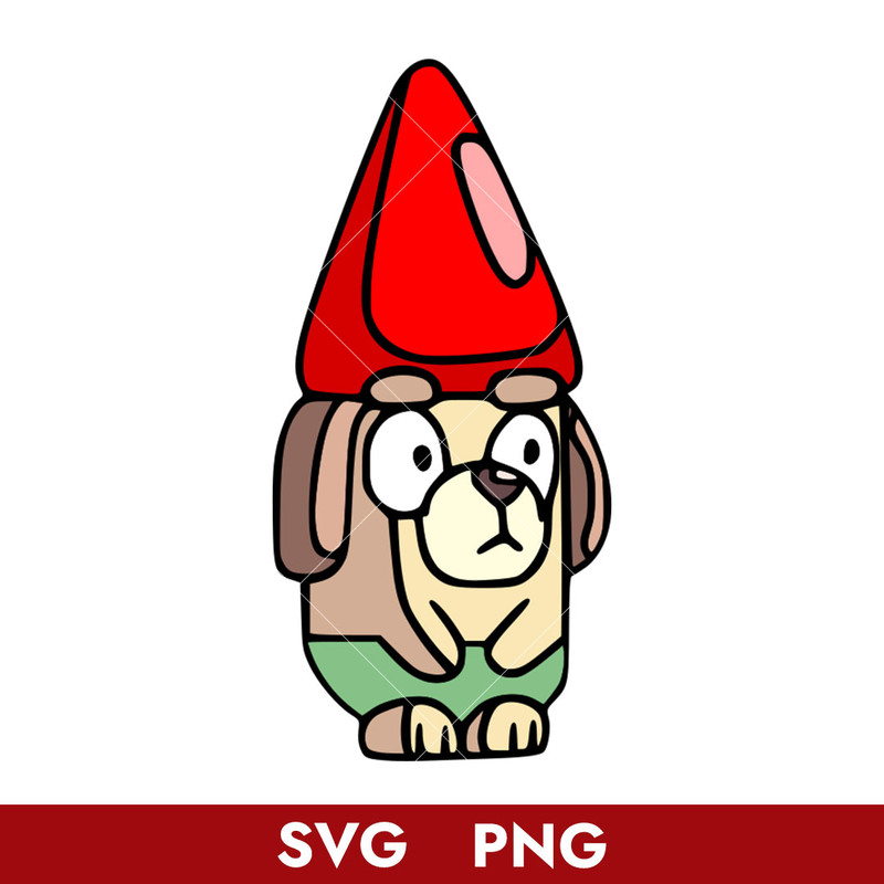 Bluey Red Hat Gnome Svg, Bluey Svg, Cartoon Svg, Png Digital File
