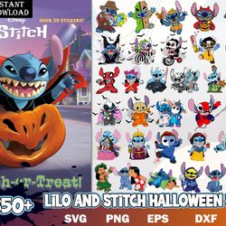 lilo and stith halloween bundle svg, stitch horror halloween svg, lilo and stitch svg, halloween svg, png dxf eps file