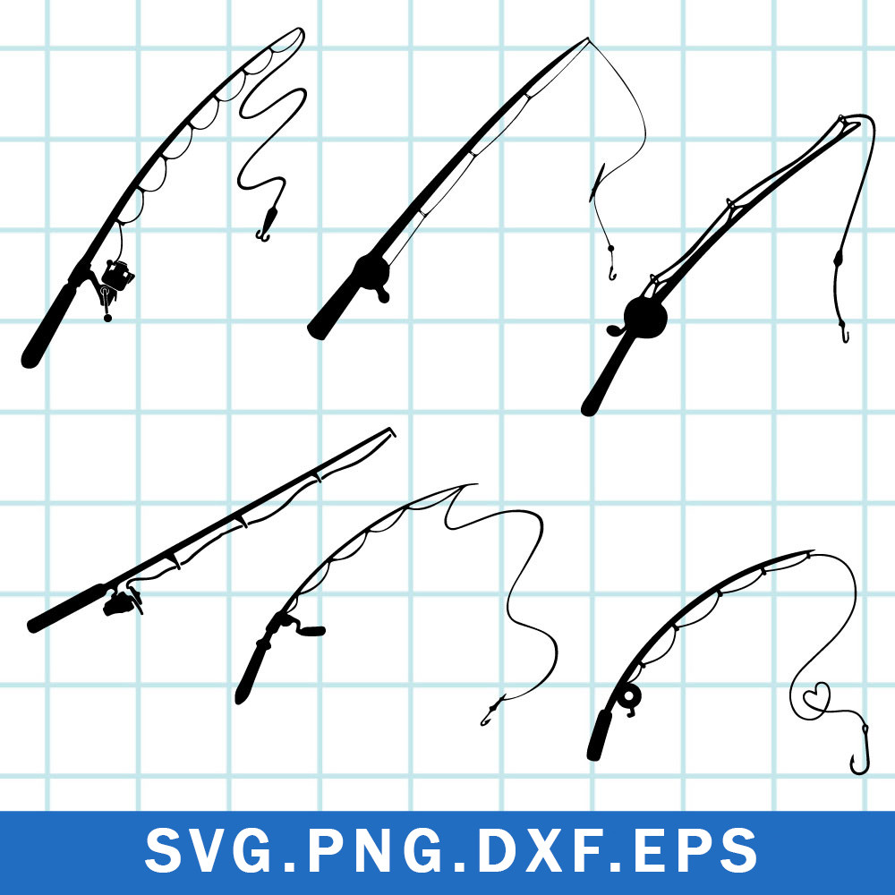 Fishing Pole Bundle Svg, Fishing Rod Svg, Fishig Hook Svg, Fisherman Svg, Png Dxf Eps File
