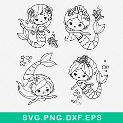 mermaid bundle svg, mermaid svg, mermaid cute svg, png dxf eps file