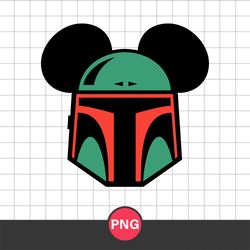 boba fett mickey ears png, star wars disney png, star wars png digital file
